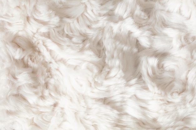 Background of white faux fur closeup