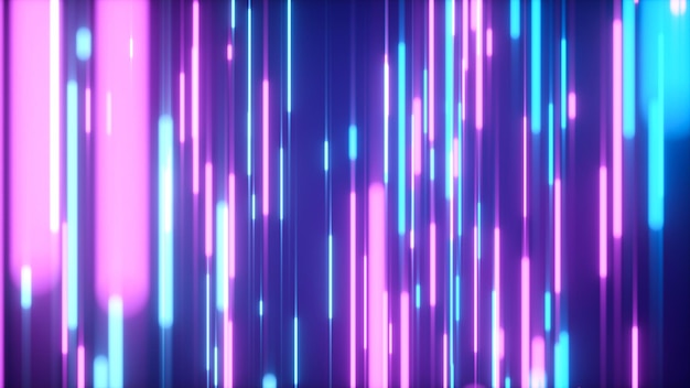 Background with abstract neon lines 3D rendering