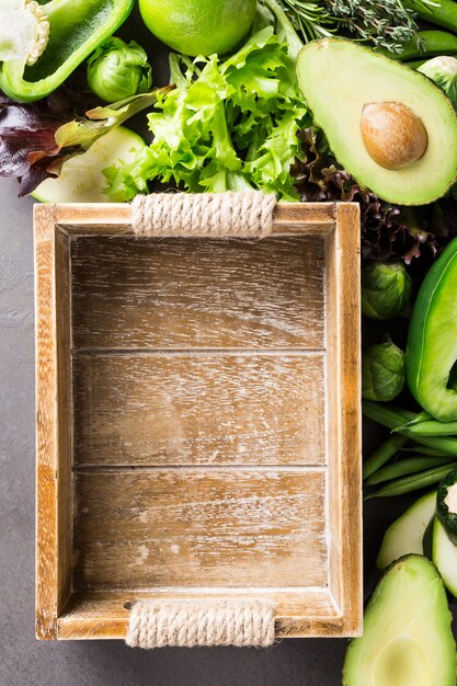 Background with assorted green vegetables