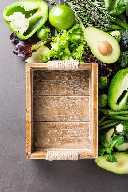 Background with assorted green vegetables