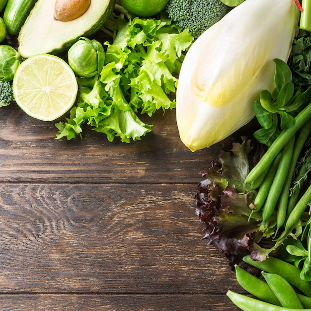 Background with assorted green vegetables