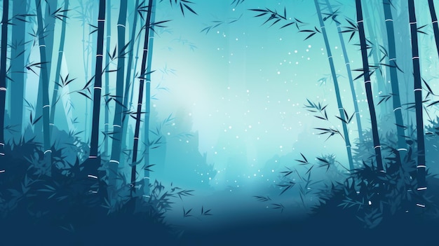 Background with bamboo forest in Aqua color