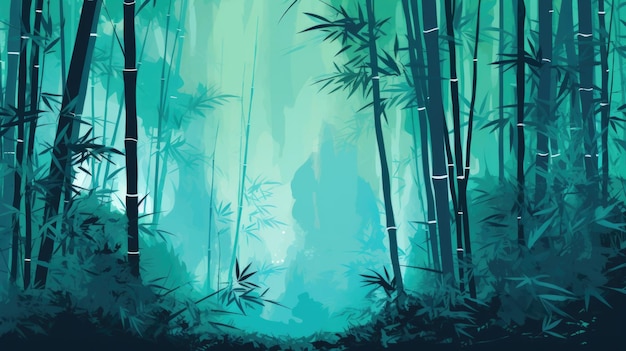 Background with bamboo forest in Sea Green color