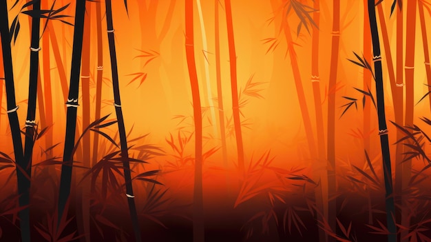 Background with bamboo forest in Tangerine color