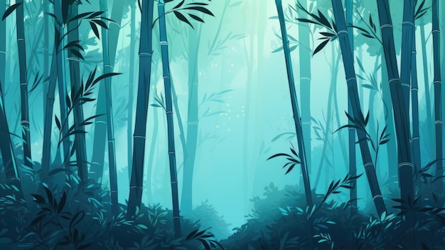 Photo background with bamboo forest in turquoise color