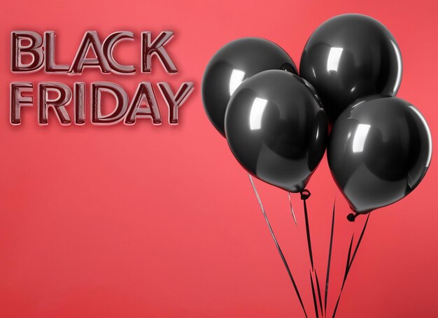 Photo background with black balloon on red for black friday