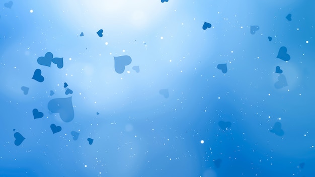 Photo background with blue floating hearts
