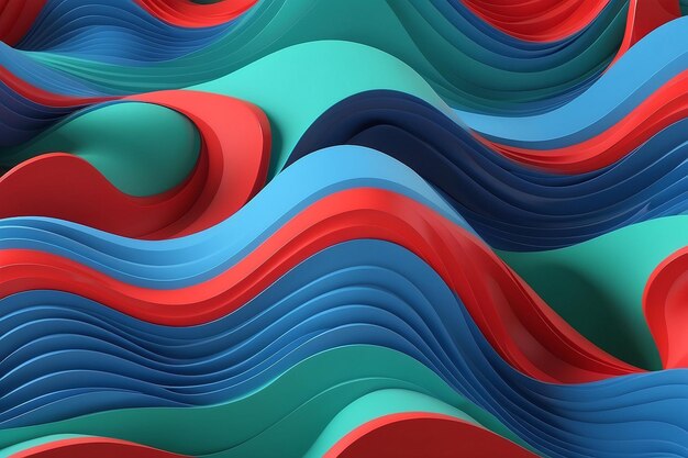 Photo background with blue green and red waves computer generated images3d illustration