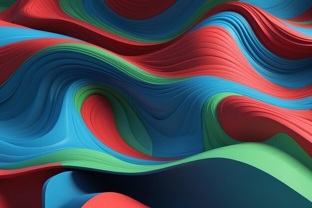 Photo background with blue green and red waves computer generated images3d illustration