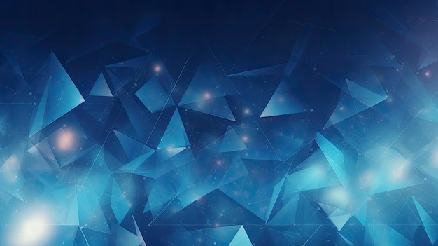 Background with blue triangles arranged in a diamond pattern with a bokeh effect and color grading