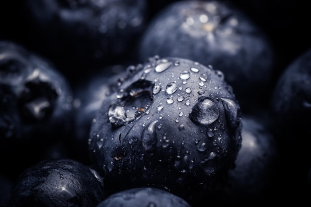 Background with blueberries dew drops