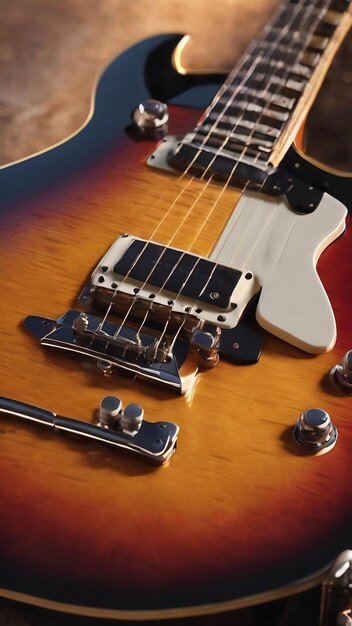 Background with the body of a sunburst electric guitar