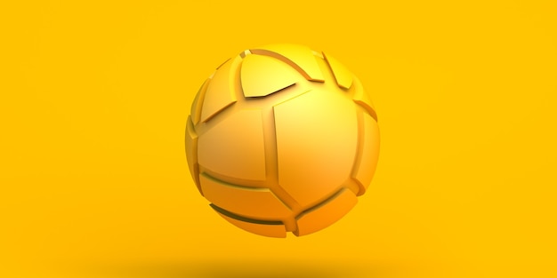 Background with broken sphere. Abstract yellow composition. 3d illustration. Banner.