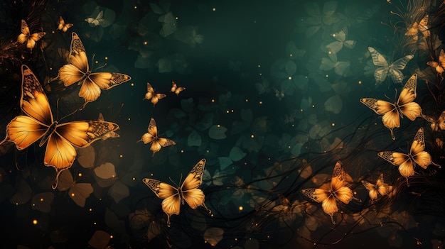 Background with butterflies in Amber color