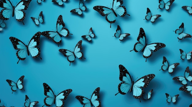 Background with butterflies in Azure color