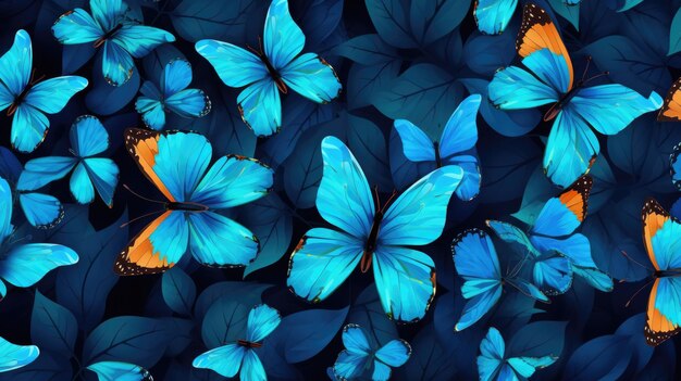 Background with butterflies in Azure color