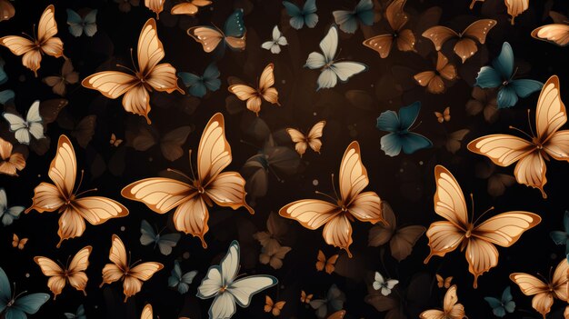 Background with butterflies in Bronze color