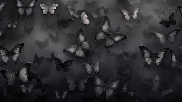 Background with butterflies in Charcoal color