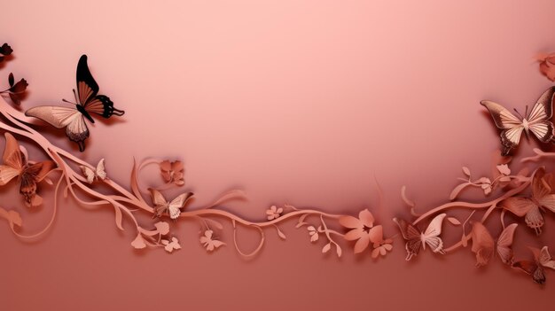 Background with butterflies in Copper Rose color