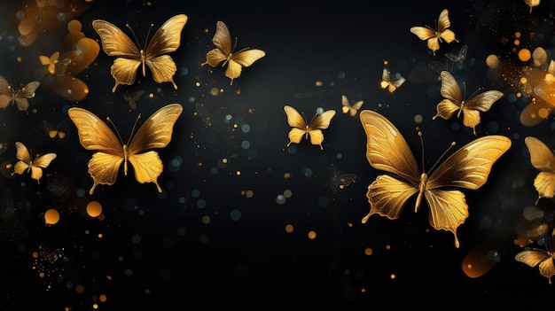 Background with butterflies in Gold color