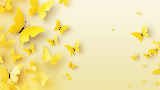 Photo background with butterflies in lemon yellow color
