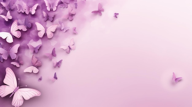 Photo background with butterflies in lilac color