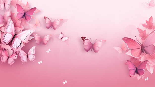 Background with butterflies in Pink color