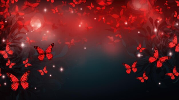 Photo background with butterflies in red color