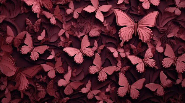 Background with butterflies in Rosewood color