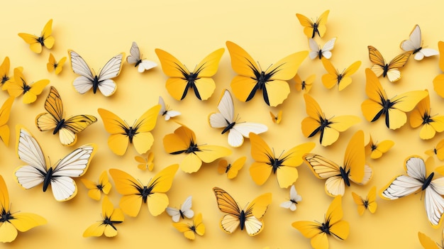 Background with butterflies in Yellow color