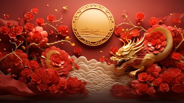 Background with chinese dragon traditional china symbol asian mythological color animal