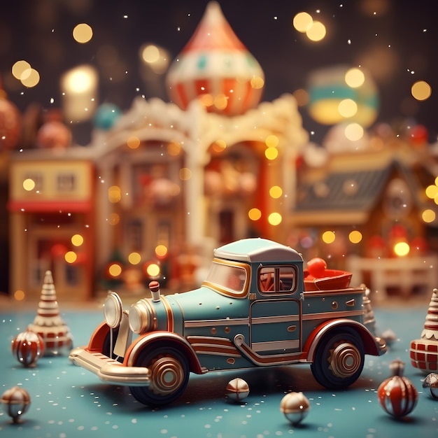 background with christmas retro toys
