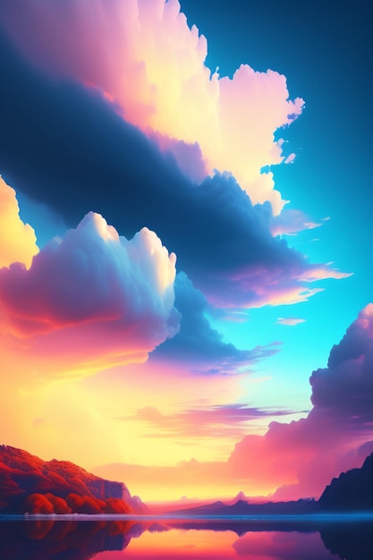 background with clouds in blue sky