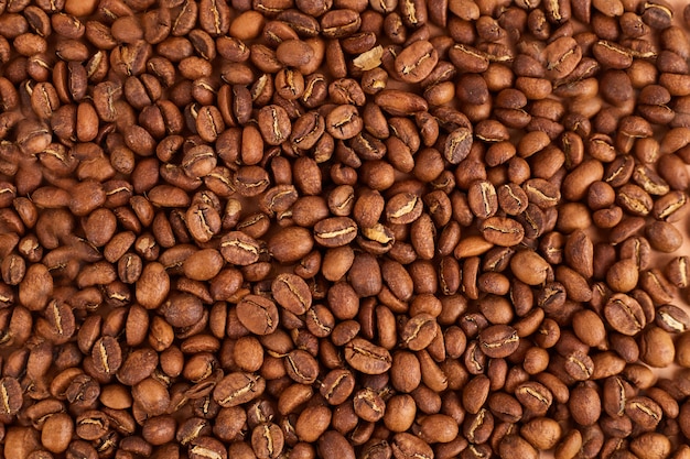 Background with Coffee Beans. Copy space. Top view