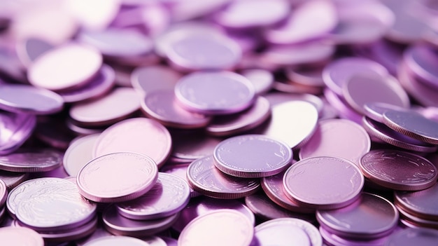 Photo background with coins is lavender color