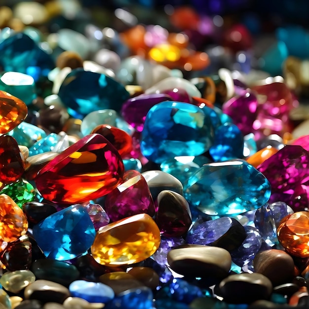 Photo background with colorful gemstones underwater