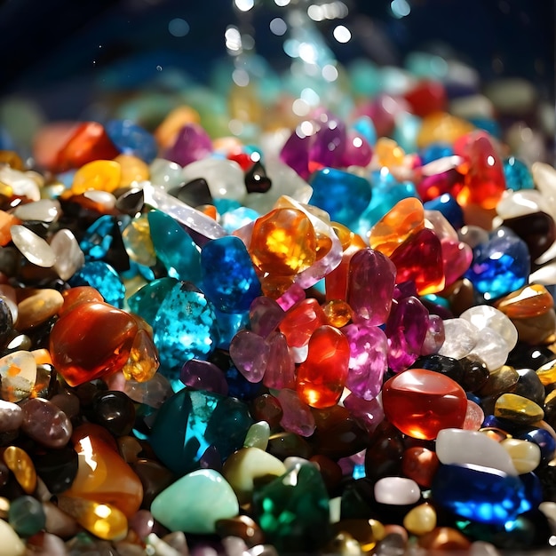 Photo background with colorful gemstones underwater