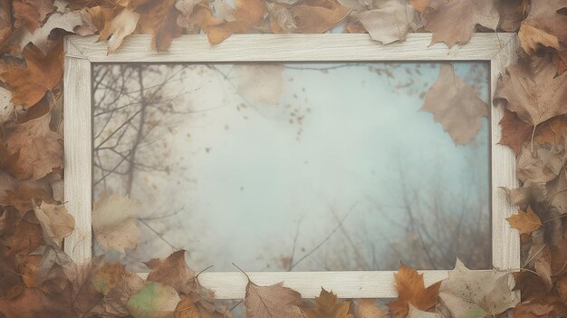 фон с копировальным пространством древняя пергаментная бумага с рамкой украшений осенних ветвей и листьев осенняя пустая