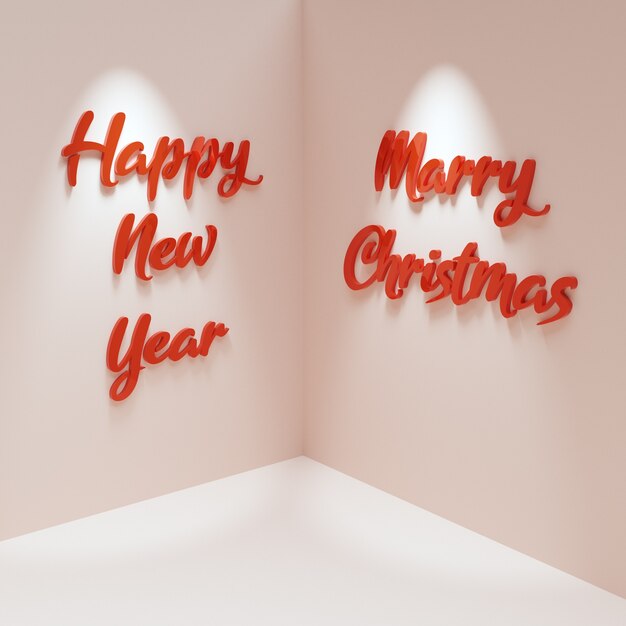 Background with corner and walls with text happy new year