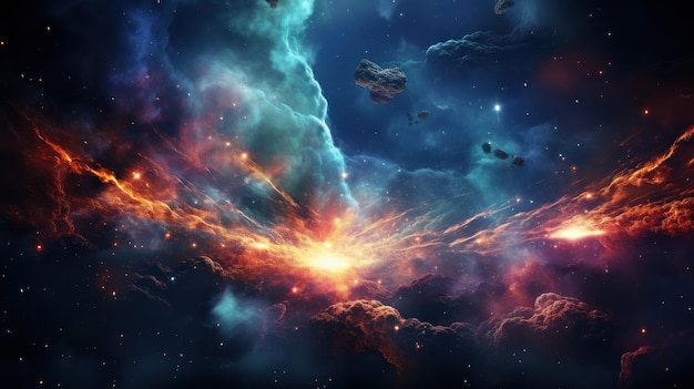 Background with cosmic universe planets and nebulae