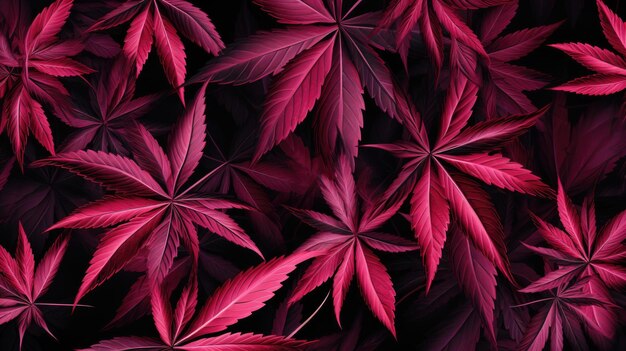 Background with Crimson marijuana leaves