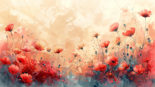 Background with dandelions in watercolor