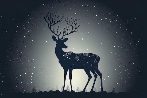 Background with a deer silhouette for Christmas