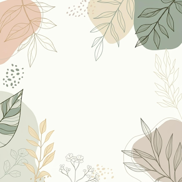 a background with different colored flowers and leaves