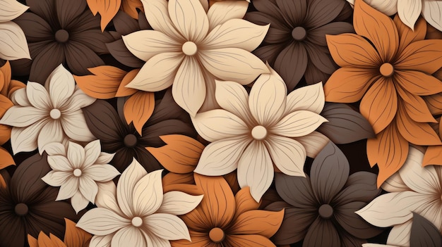 Background with different flowers in Brown color