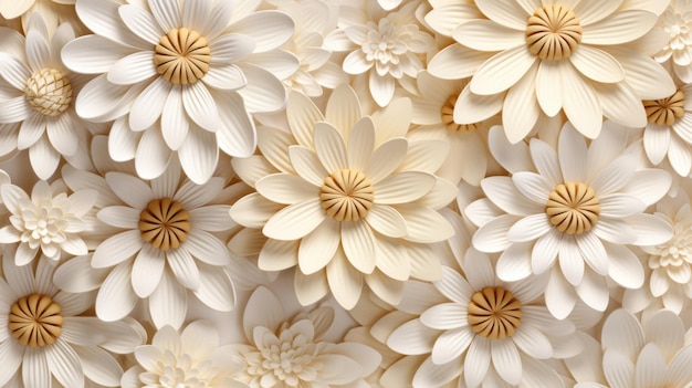 Background with different flowers in Ivory color