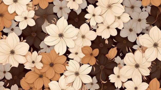 Background with different flowers in Tan color