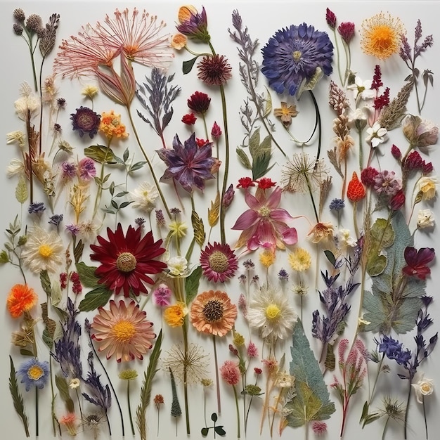 Background with dried flowers Generative AI