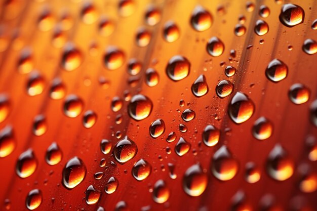 Background with drops and streaks of water in red and orange colors