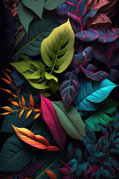 Background with exotic plants